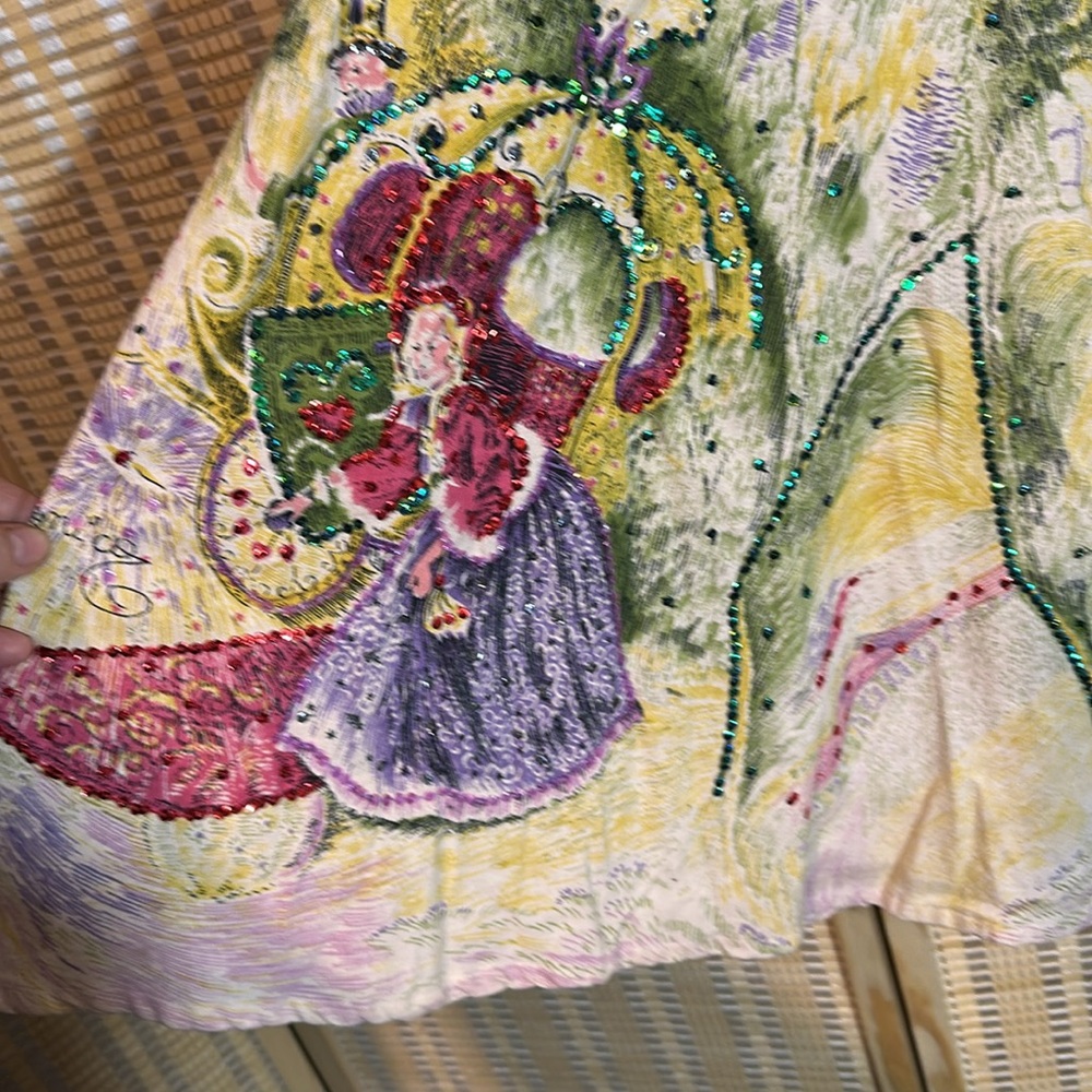 Christopher Fischer 100% Cotton Painted Victorian Cinderella Circle Skirt Medium - Picture 7 of 16